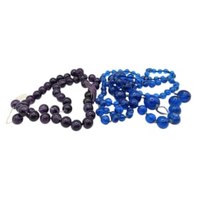 Czech Vintage Glass Purple Blue Beads