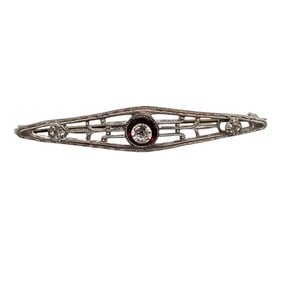 Czech Vintage Rhinestone Bar Pin