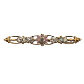 Czech Vintage Rhinestone Bar Pin