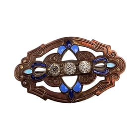 Czech Vintage Rhinestone Enamel Brooch