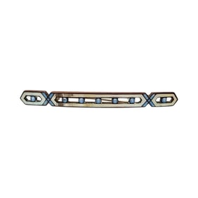 Czech Vintage Blue White Bar Pin