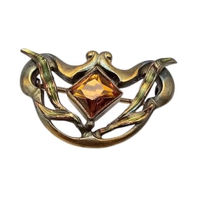 Czech Vintage Purple Rhinestone Brooch