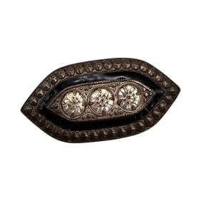 Czech Vintage Enamel Rhinestone Brooch