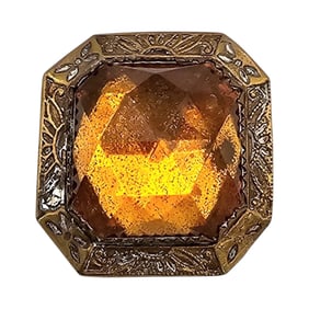 Czech Vintage Yellow Rhinestone Brooch