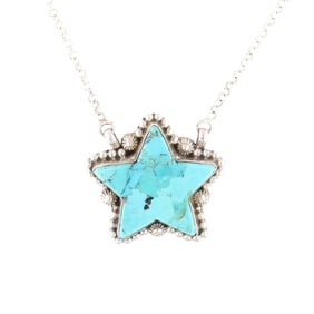 HaDa Collection Sterling Silver Kingman Turquoise Star Necklace