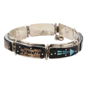Gilbert Smith Navajo Pueblo Night Sky Sterling Silver Link Bracelet