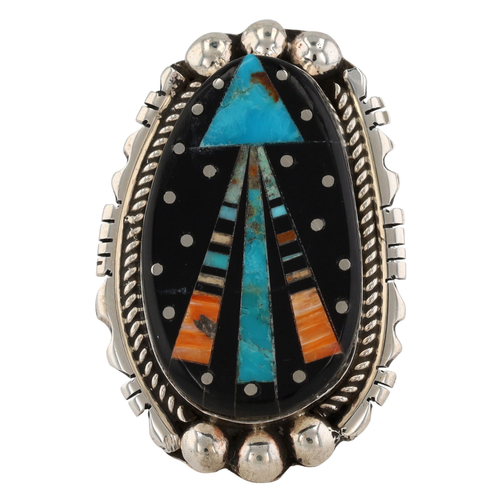 Ray Jack Navajo Sterling Silver Multi-Stone Inlay Ring (1 of 7)