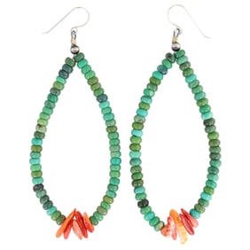 Navajo Sonoran Gold Turquoise and Spiny Oyster Earrings