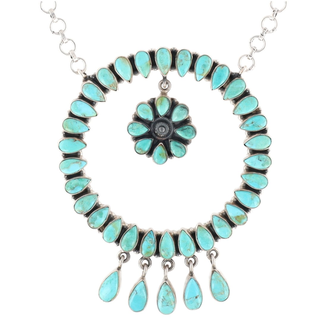 HaDa Collection Sterling Silver and Kingman Turquoise Cluster Necklace (1 of 7)