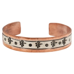 Charlene Little Navajo Sterling Silver and Copper Cuff Bracelet