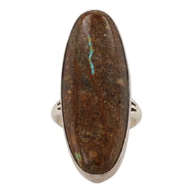 Anderson Largo Navajo Sterling Silver Boulder Turquoise Ring