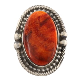 John Skeets Navajo Sterling Silver Spiny Oyster Ring