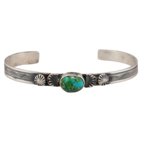 Tillie Jon Navajo Sterling Silver Sonoran Gold Turquoise Cuff Bracelet