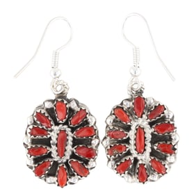 Milton James Navajo Multi-stone Sterling Silver Dangle Earrings