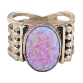 Grace Kenneth Navajo Pink Opal Sterling Silver Ring