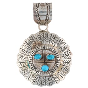 Alonzo Mariano Navajo Sterling Silver Kingman Turquoise Pendant