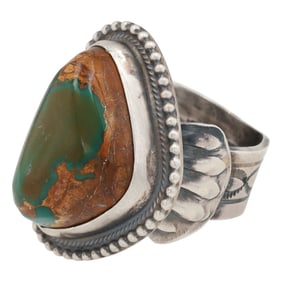 Navajo Sterling Silver Royston Turquoise Ring by Tillie Jon