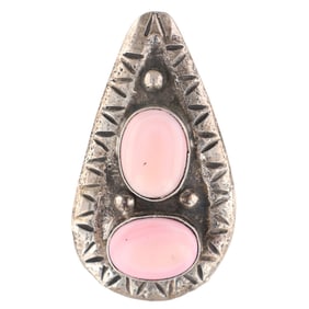 Jude Candelaria Zuni Sterling Silver Pink Conch Shell Pendant