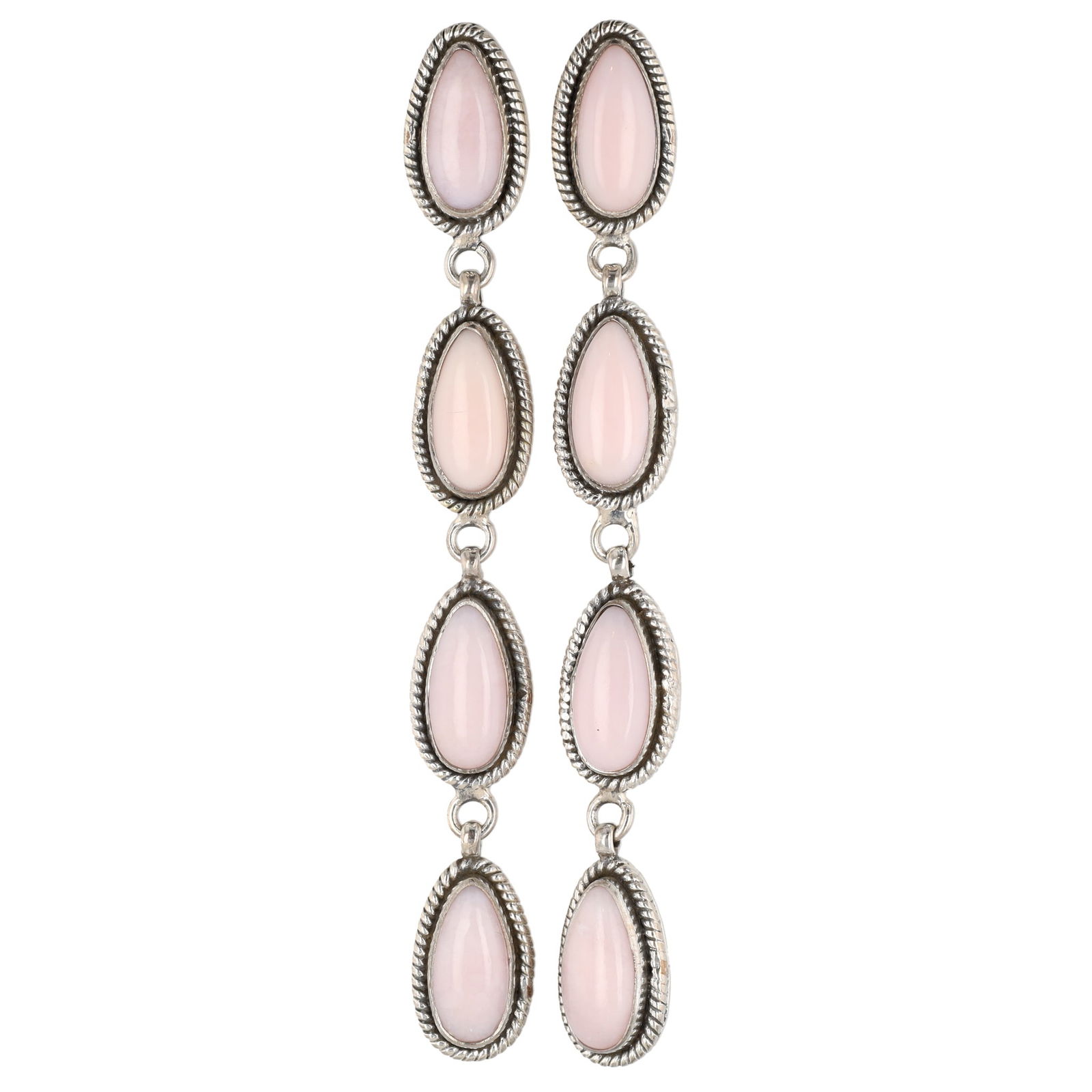 HaDa Collection Sterling Silver Pink Conch 4-Stone Dangle Post Earrings (1 of 5)