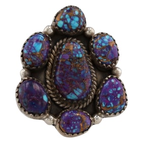 HaDa Collection Sterling Silver Purple Mojave Turquoise Cluster Ring