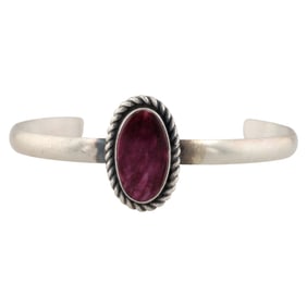 Antionette Martinez Navajo Handmade Sterling Silver Purple Spiny Oyster Cuff Bracelet