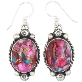 Augistine Largo Navajo Pink Dhalia Sterling Dangle Earrings