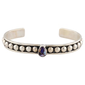 HaDa Collection Sterling Silver Violet Rose Cuff Bracelet