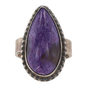 Dave Skeets Navajo Sterling Silver Charoite Ring