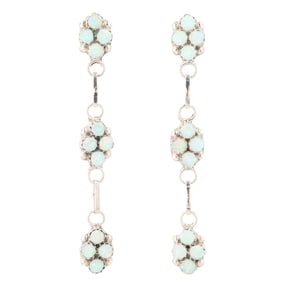 Swain Charley Zuni Sterling Silver Opal Drop Earrings