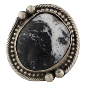 John Skeets Navajo White Buffalo Turquoise Sterling Silver Ring