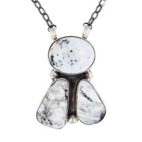 Donovan Skeet Navajo White Buffalo Sterling Silver Necklace