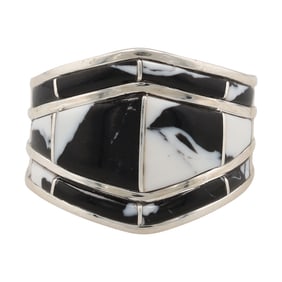 Andrew Enrico Navajo Sterling Silver White Buffalo Inlay Ring