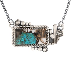 Hada Collection Sterling Silver White Buffalo Turquoise Necklace