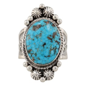Sam Yellowhair Sterling Kingman Turquoise Ring