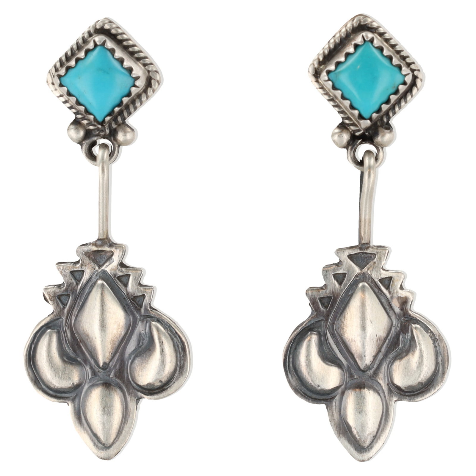 Verley Betone Navajo Sterling Kingman Turquoise Earrings (1 of 5)