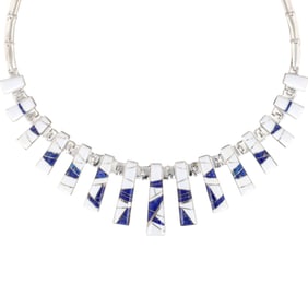 Tracy Peshlakai Navajo Sterling Multi-Stone Inlaid Necklace