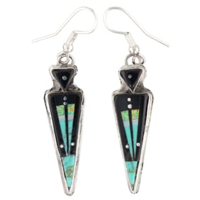 Gilbert Smith Navajo Sterling Silver Inlay Drop Earrings
