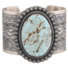 Tillie Jon Navajo Sterling Dry Creek Turquoise Cuff Bracelet