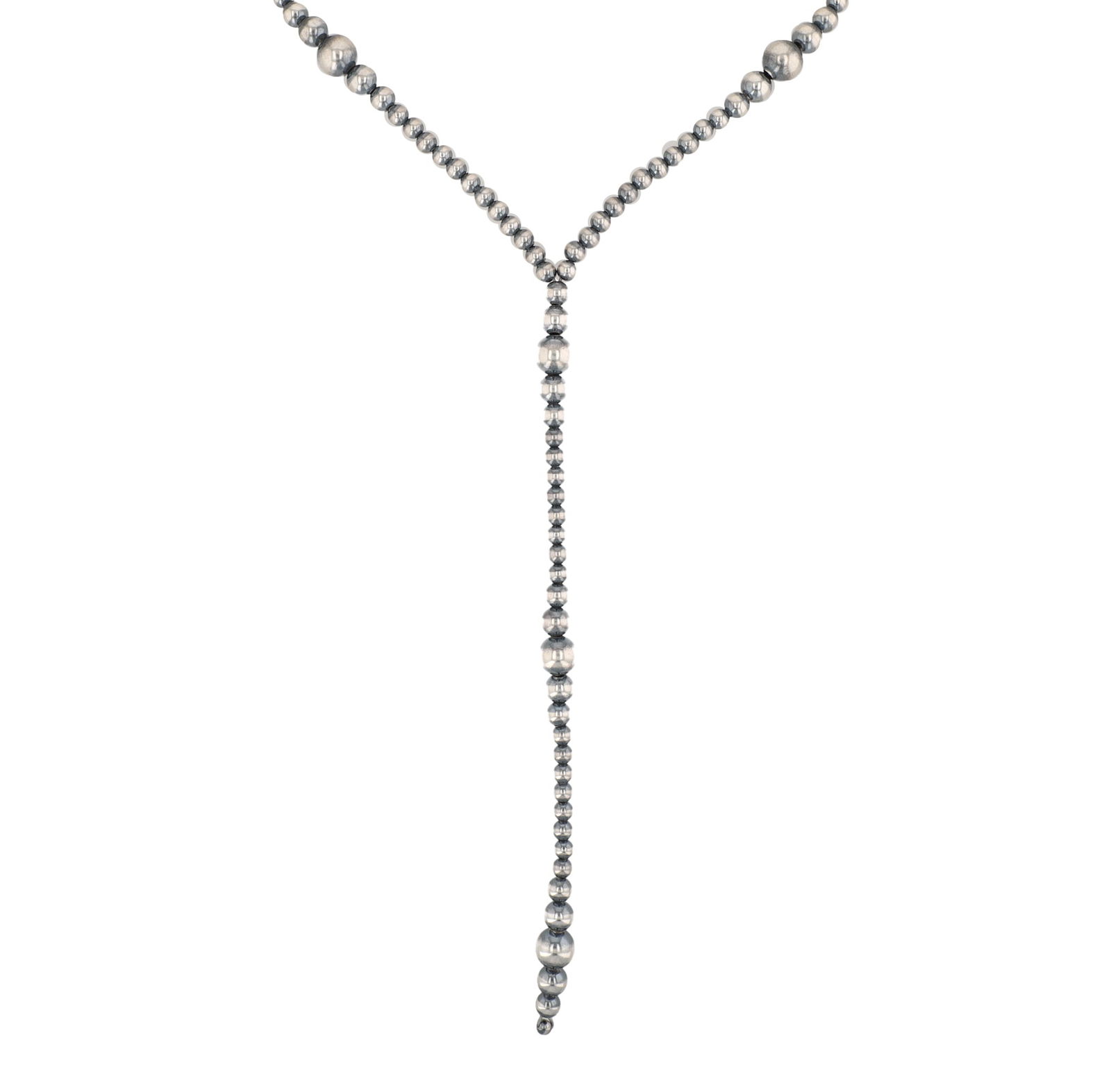 Navajo Sterling Silver Graduated Bead Necklace (1 of 5)