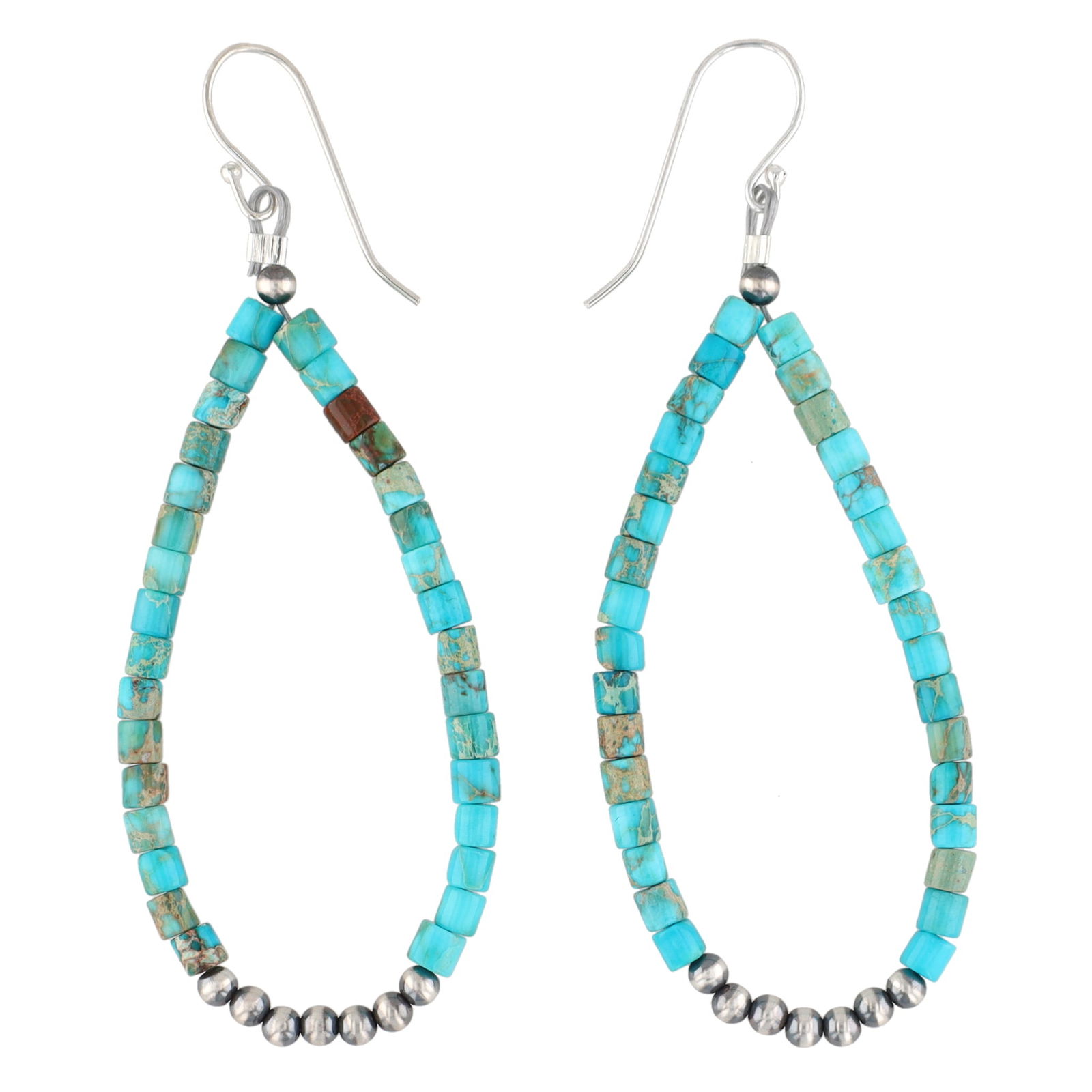 Navajo Sterling Silver Kingman Turquoise Dangle Earrings (1 of 4)