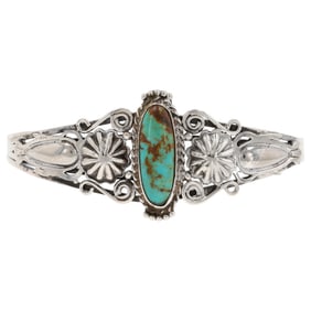 Darrell Morgan Navajo Sterling Kingman Turquoise Cuff Bracelet