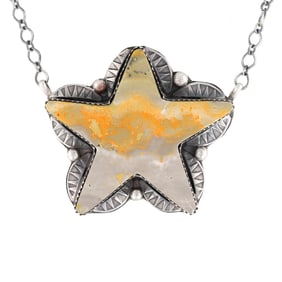 Tia Long Navajo Sterling Bumble Bee Jasper Star Pendant Necklace
