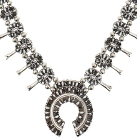 Milton James Sterling Reversible Squash Blossom Necklace