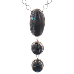 Donovan Nez Navajo Sterling Rare Blue Moon Turquoise Necklace