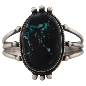 Wilson Dawes Navajo Sterling Rare Blue Moon Turquoise Cuff Bracelet
