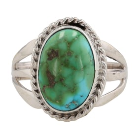 Alice Sanders Navajo Sterling Sonoran Gold Turquoise Ring