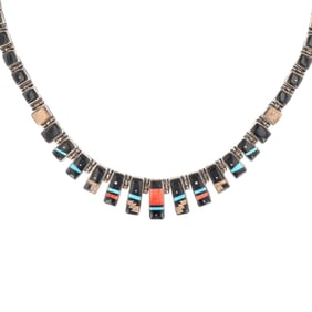 Al Tsosie Navajo Sterling Multi-Stone Night Sky Necklace