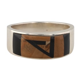 Edward Lee Navajo Sterling Multi-Stone Inlay Ring