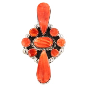 Leda Nastacio Navajo Sterling Silver Spiny Oyster Cluster Ring