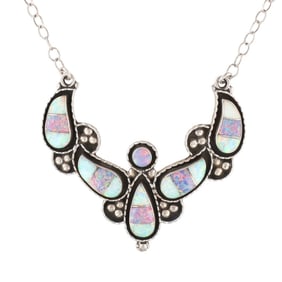 Carina Leekity Zuni Sterling Opal Necklace